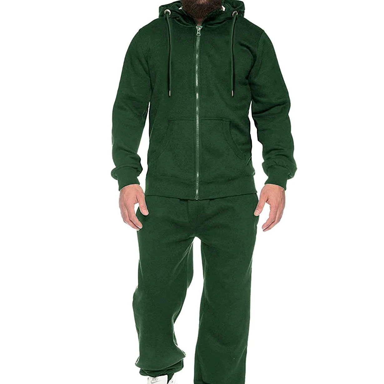 2021 Spring New Soft Comfortable Breathable Tracksuit Set Men Sports Zipped Warm Up Suit Plain Printing