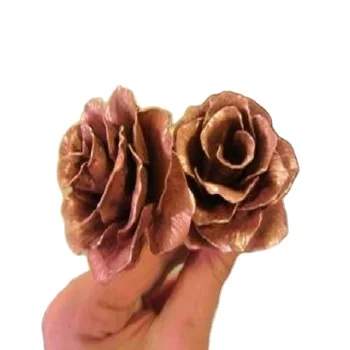 Copper Wall  Art Rose Flower 4 inch Cream Ceramic Floral Decor Copper Wall Art