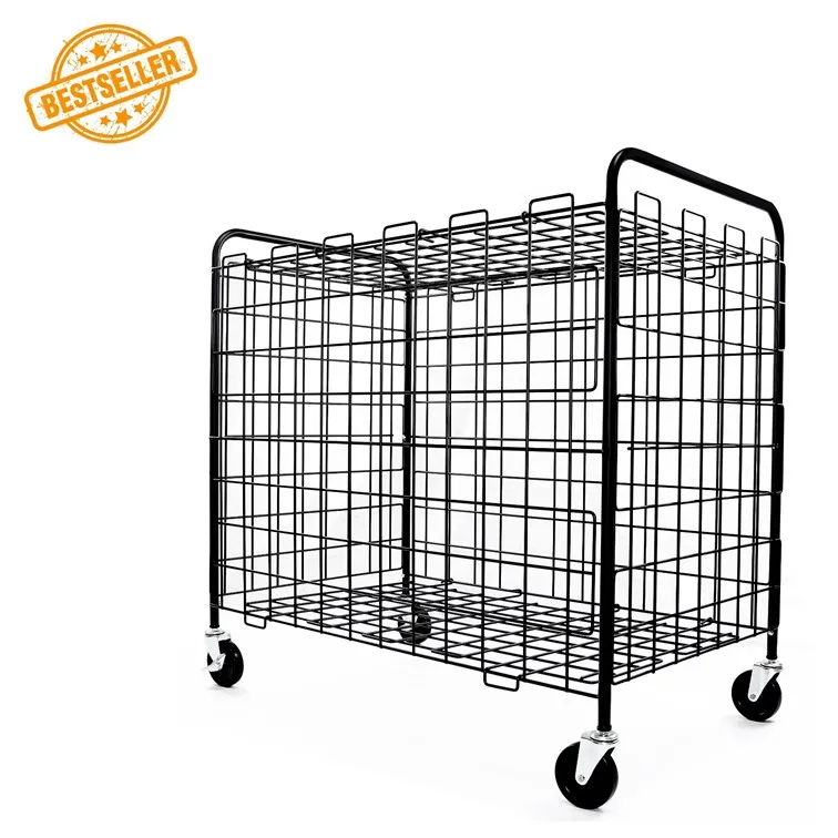 
OEM Custom capacity available metal frame sports portable ball cage foldable folding football storage cart for 