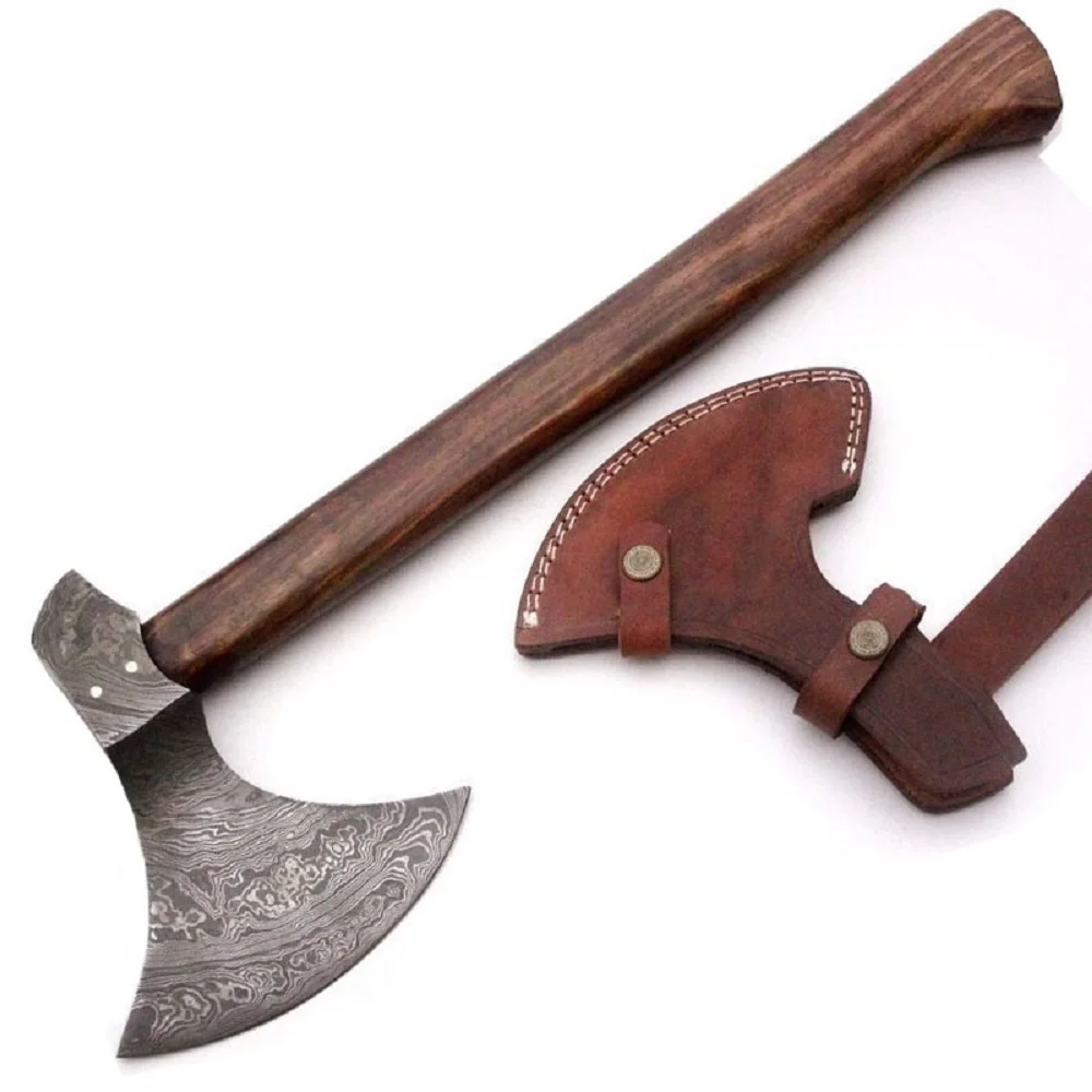 
 Топор Ручной работы из дамасской стали в стиле викингов, топор для кемпинга, высококачественный Тактический топор с кожаным чехлом  