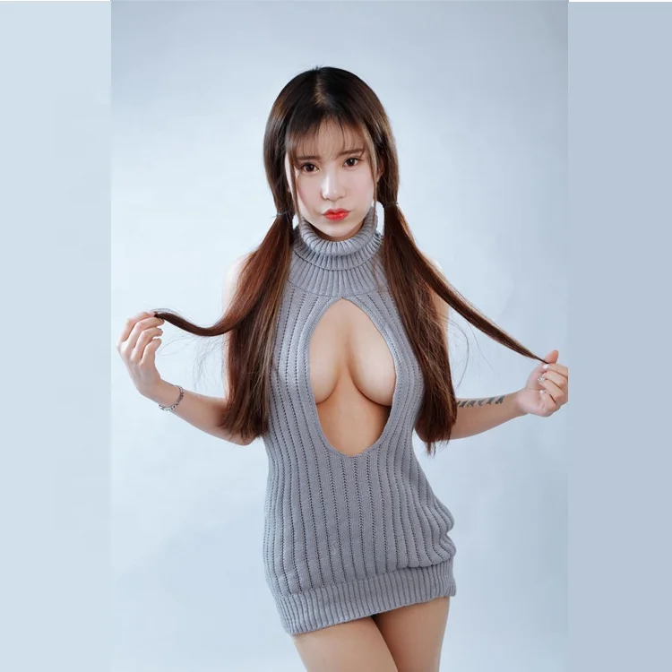 3 Style Japan Moe Girl Virgin-Killing Backless Sweater Sexy Erotic Cosplay Costume Sweater Dress Party Adult Women Men COUPLES