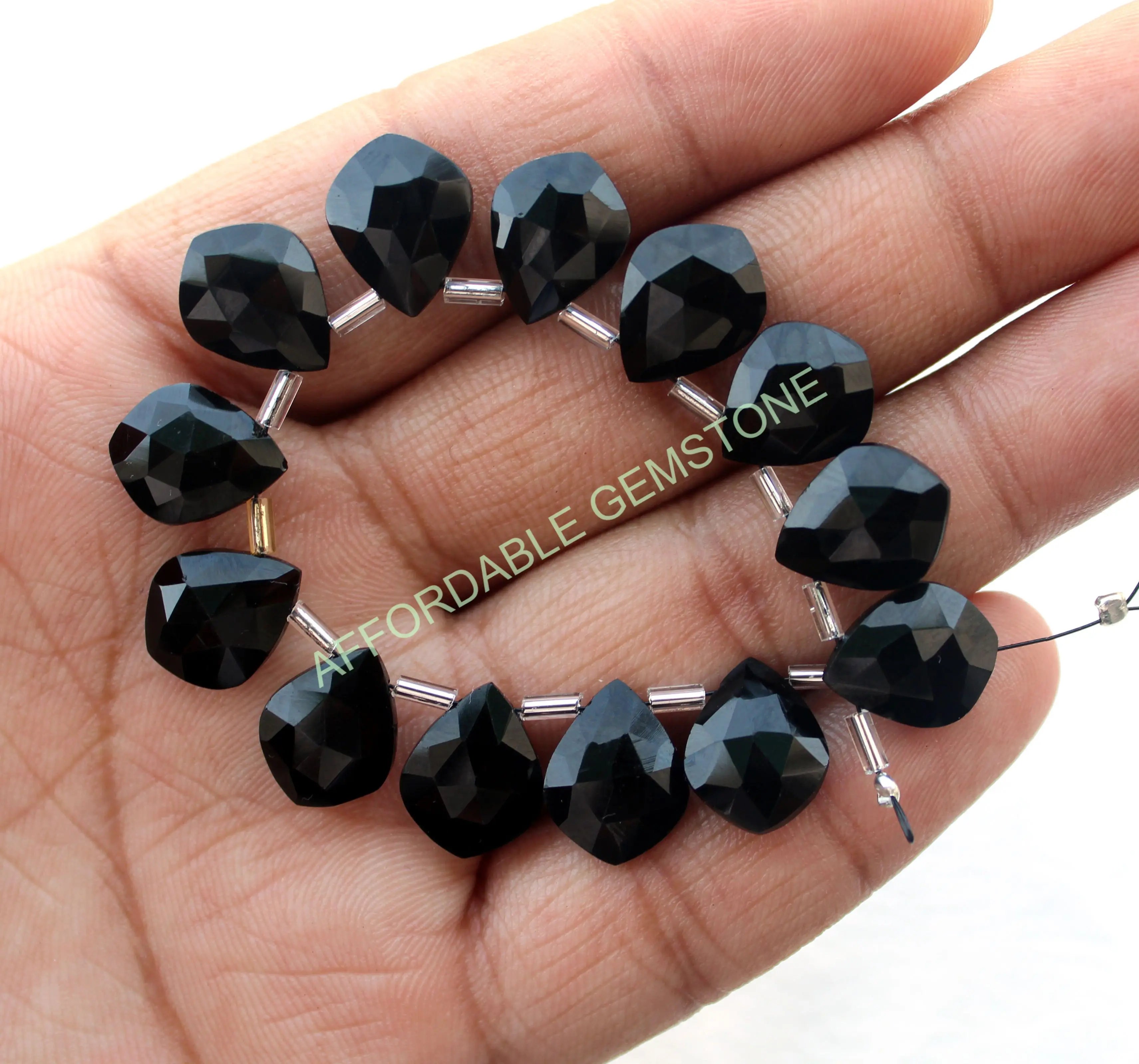 Натуральный черный оникс высококачественный камень сверху бусины граненые обмотка проволокой драгоценный в форме слезы драгоценные камни