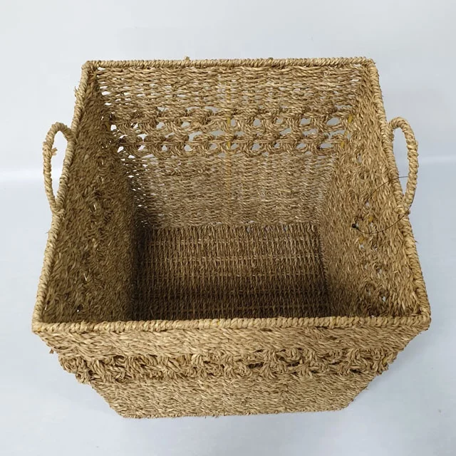 Laundry rattan picnic basket baby gift laundry baskets with handles woven household cleaning square wicker laundry basket