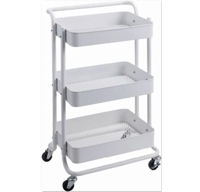 
Special Design Fashionable Design Four-Wheel 3 Tier White Metal Cart For Storage 