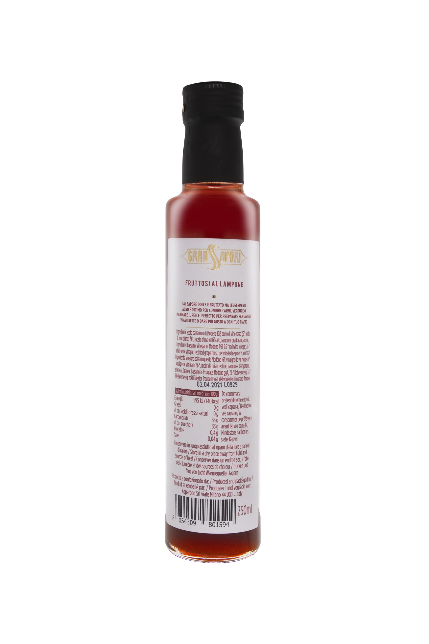  Condiments bottles 250ml Raspberry Fruit balsamic