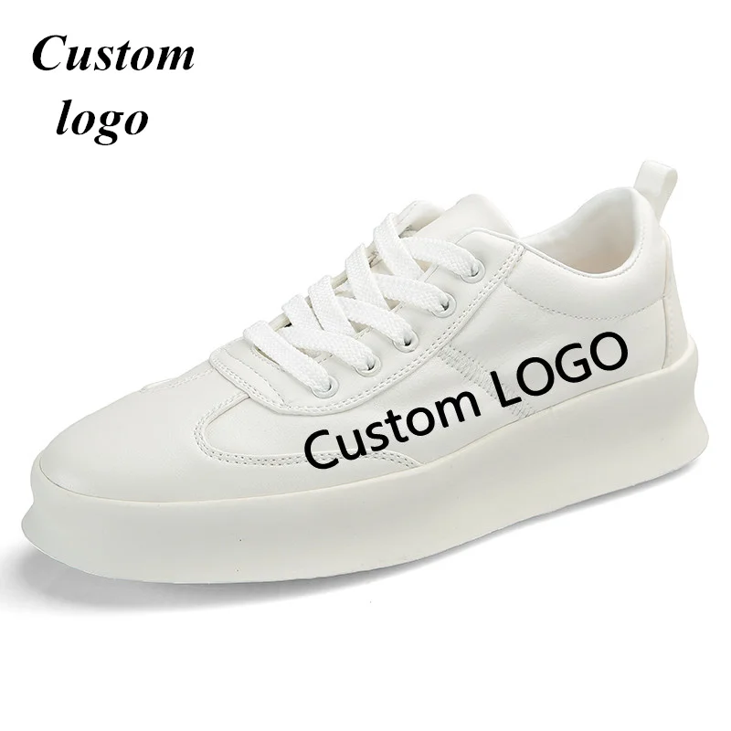 
Wholesale Factory Price Flat Leather platform shoes custom Female white Custom Logo PU board Shoes ladies casual sneakers 