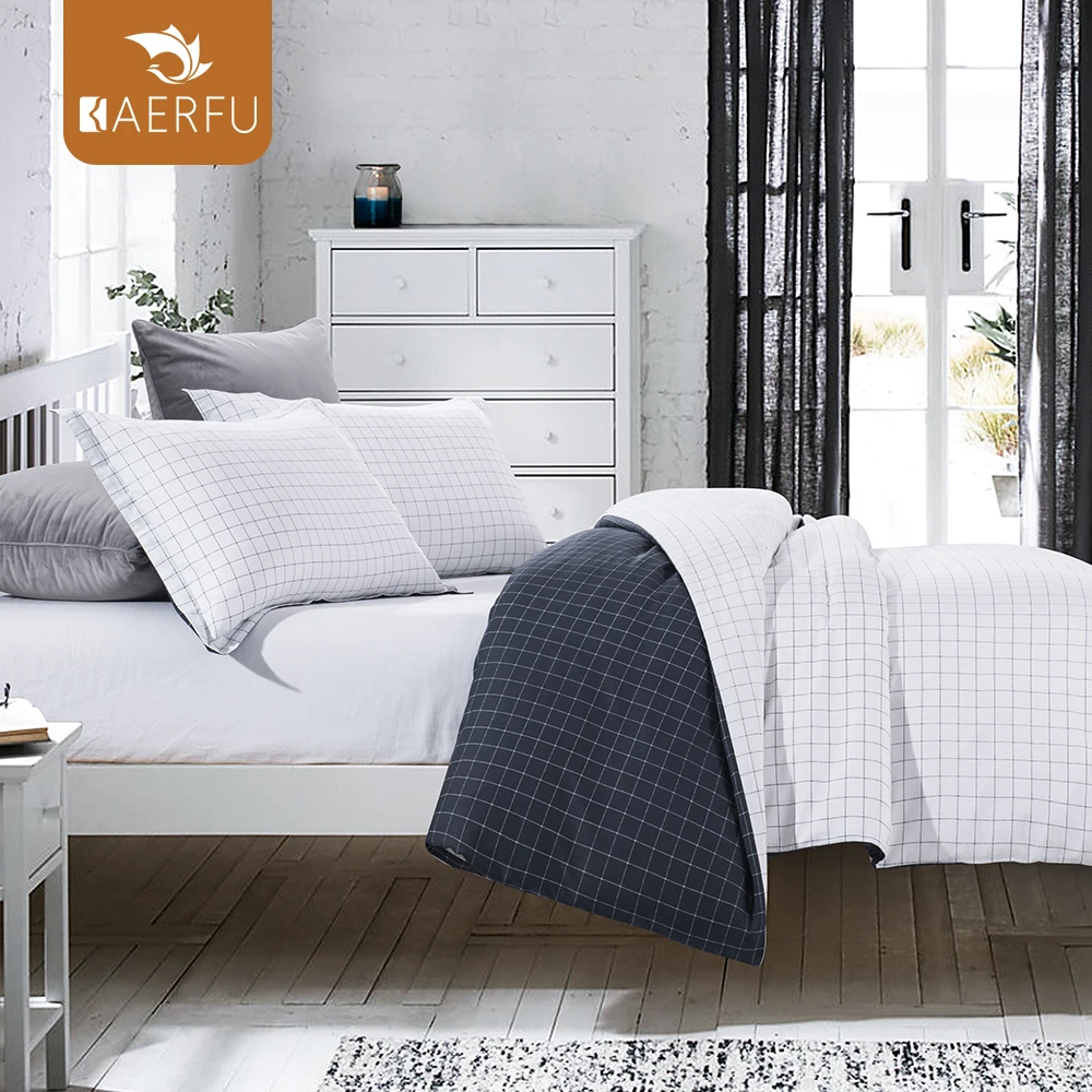 
KAERFU 4 pcs white bedding set buy home textile cotton sheet comforter quilt sets 