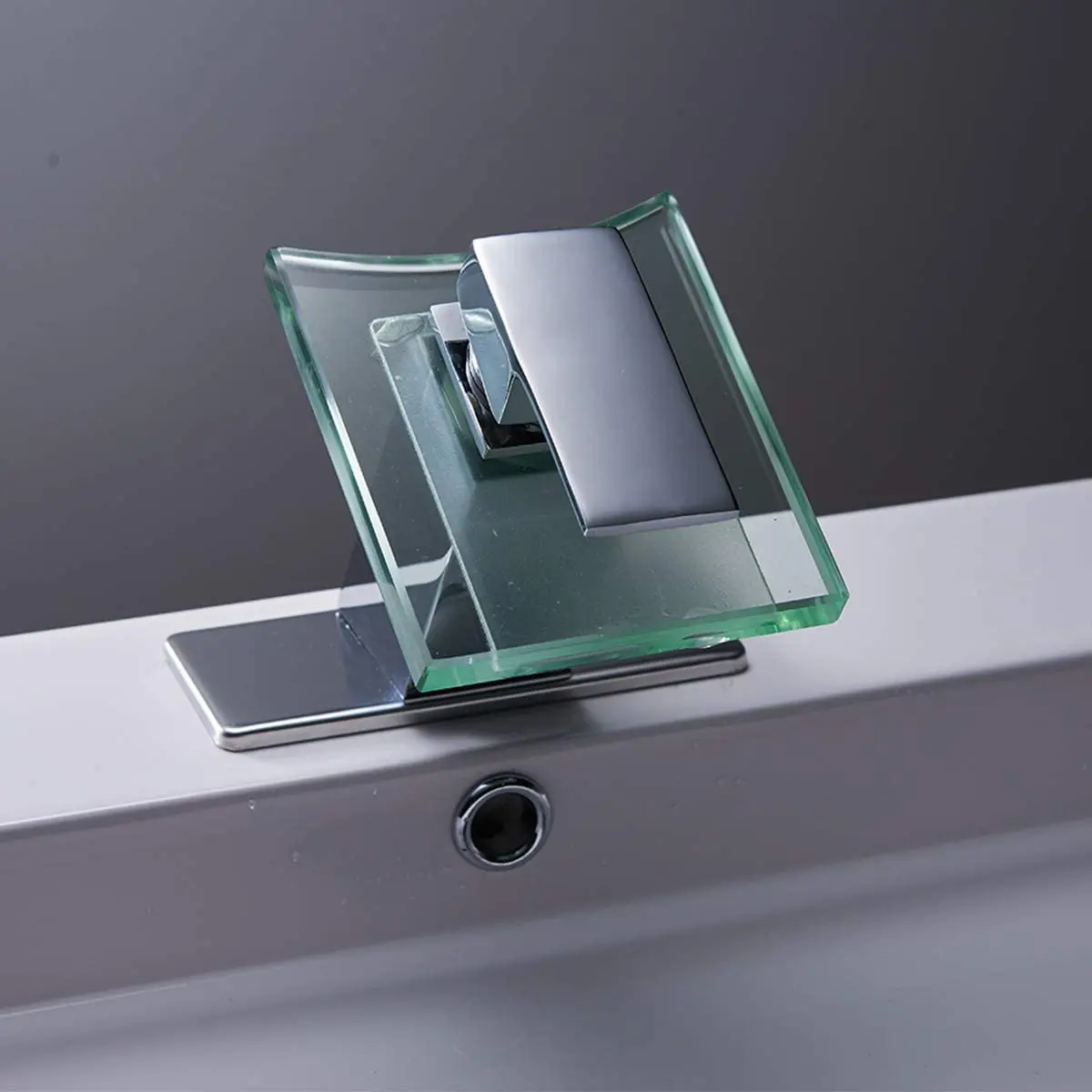 JA Modern Vanity Basin Bathroom Sink Faucet Single Handle Glass Bathtub Lavatory Chrome Waterfall Faucets One Hole Spout Mixer