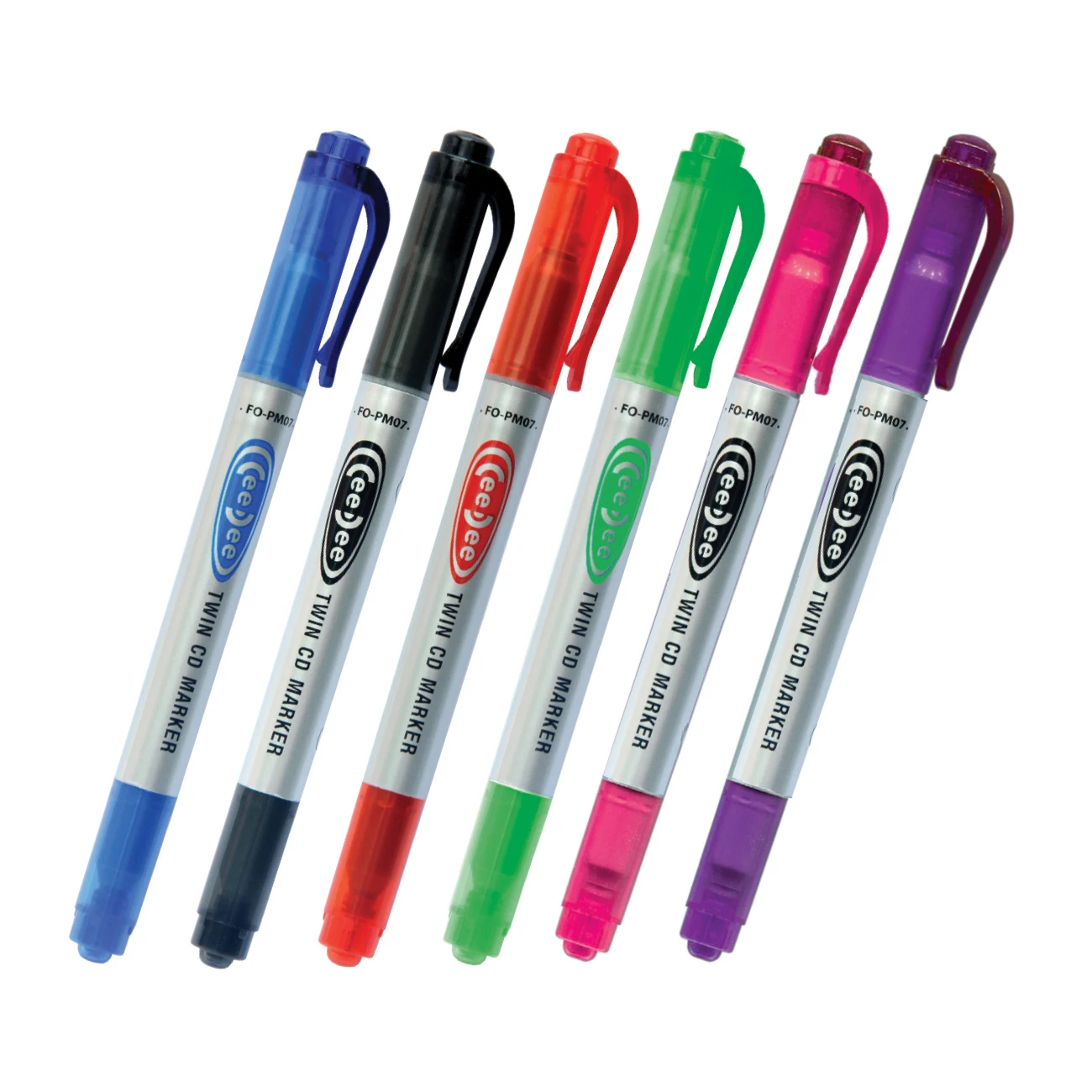 0.4mm 6 Colors Convenient Modern Dual-side Design CD Fine Metal Sleeve Tip Round Toe FO-PM07 Permanent Marker