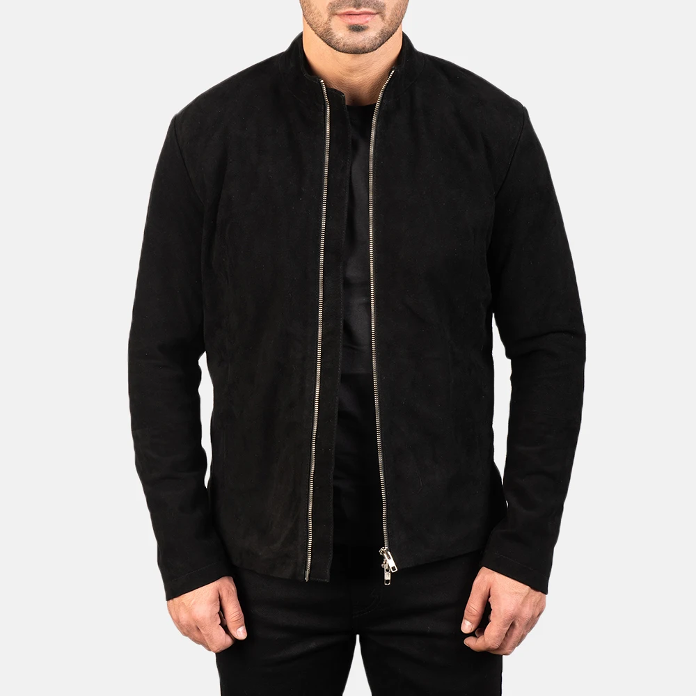 Mens Black Suede Fashion Biker Leather Jacket