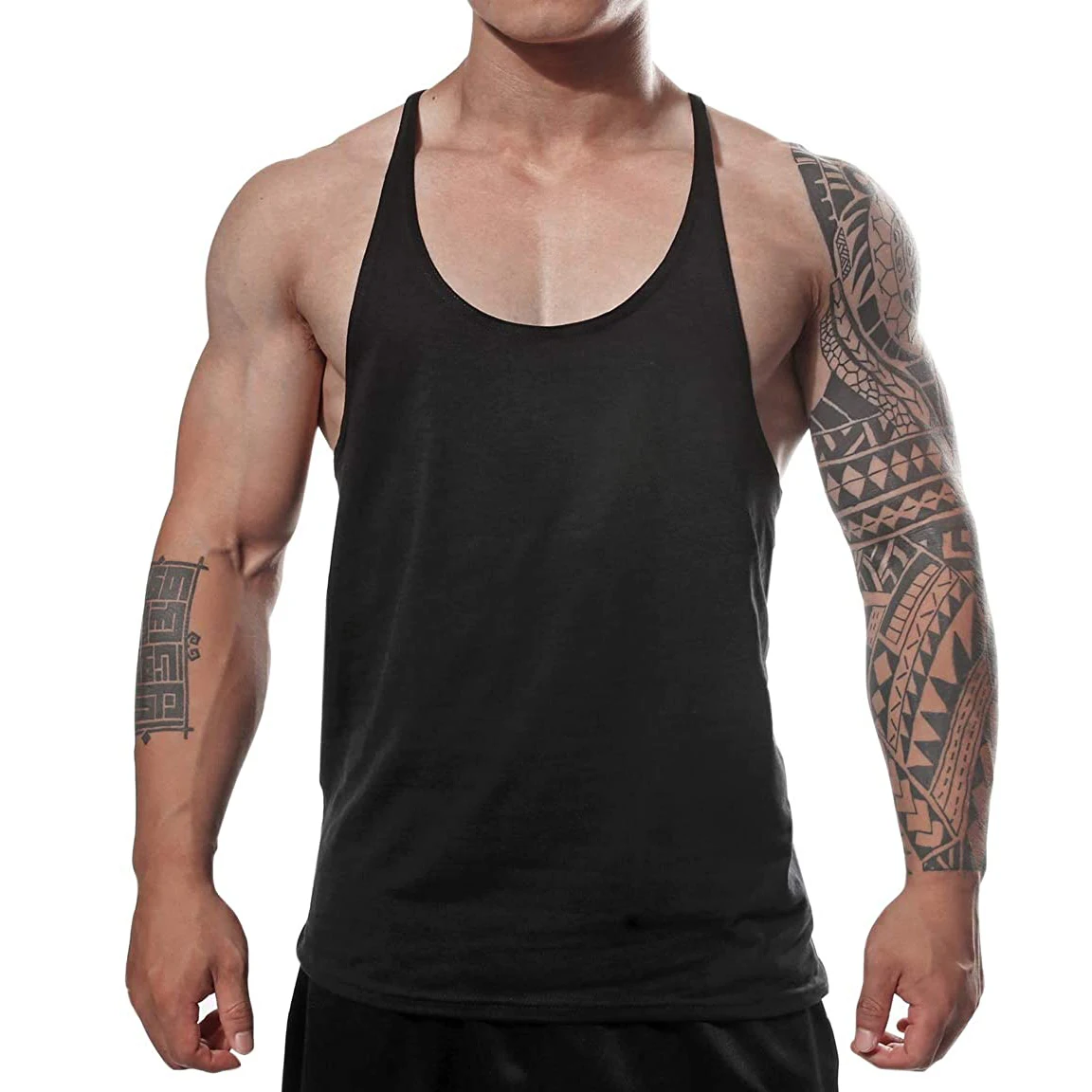  Горячая Распродажа 100% хлопок Бодибилдинг бег пользовательский тренажерный зал майка для мужчин черный Racerback Майка