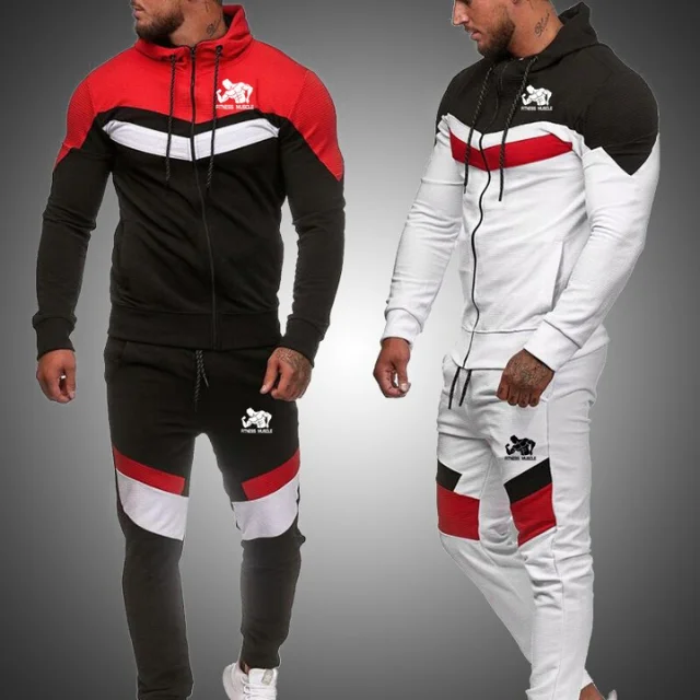 Gym Workout Tech Fleece Tracksuits Contrast panel work Muscle Fit Beast Body Active Wear OEM Blend Track Suits Sweat Suits