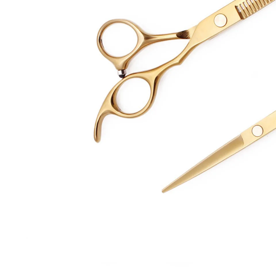 Barber Scissors Hot Selling Promotional High Quality High Grade Stainless Steel Barber Hair Scissors Golden Color Set