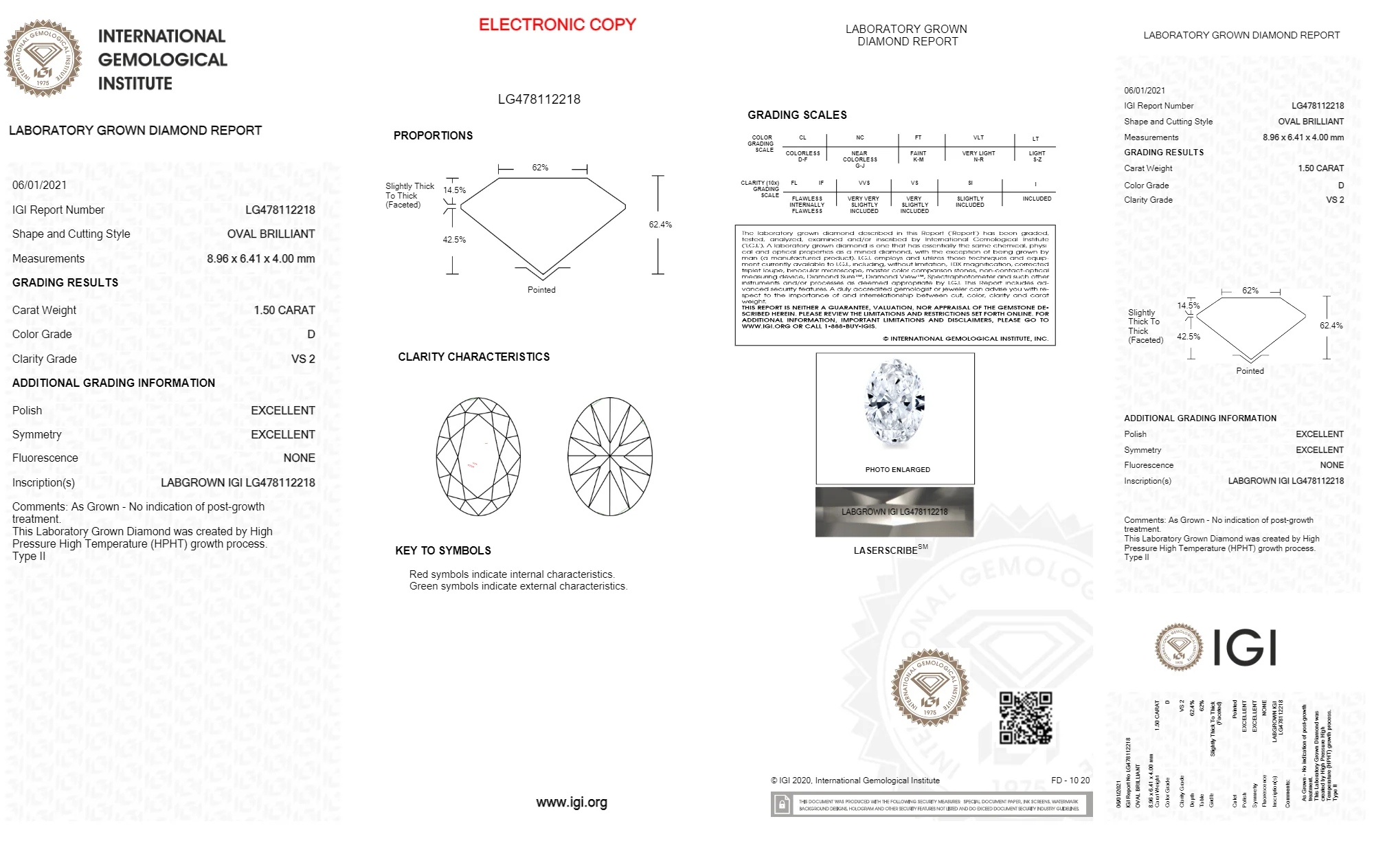 Lab grown diamond 1.5 CT IGI Certified Oval Cut Diamond D Color VS2 Clarity Lab Grown Loose Solitaire Diamond