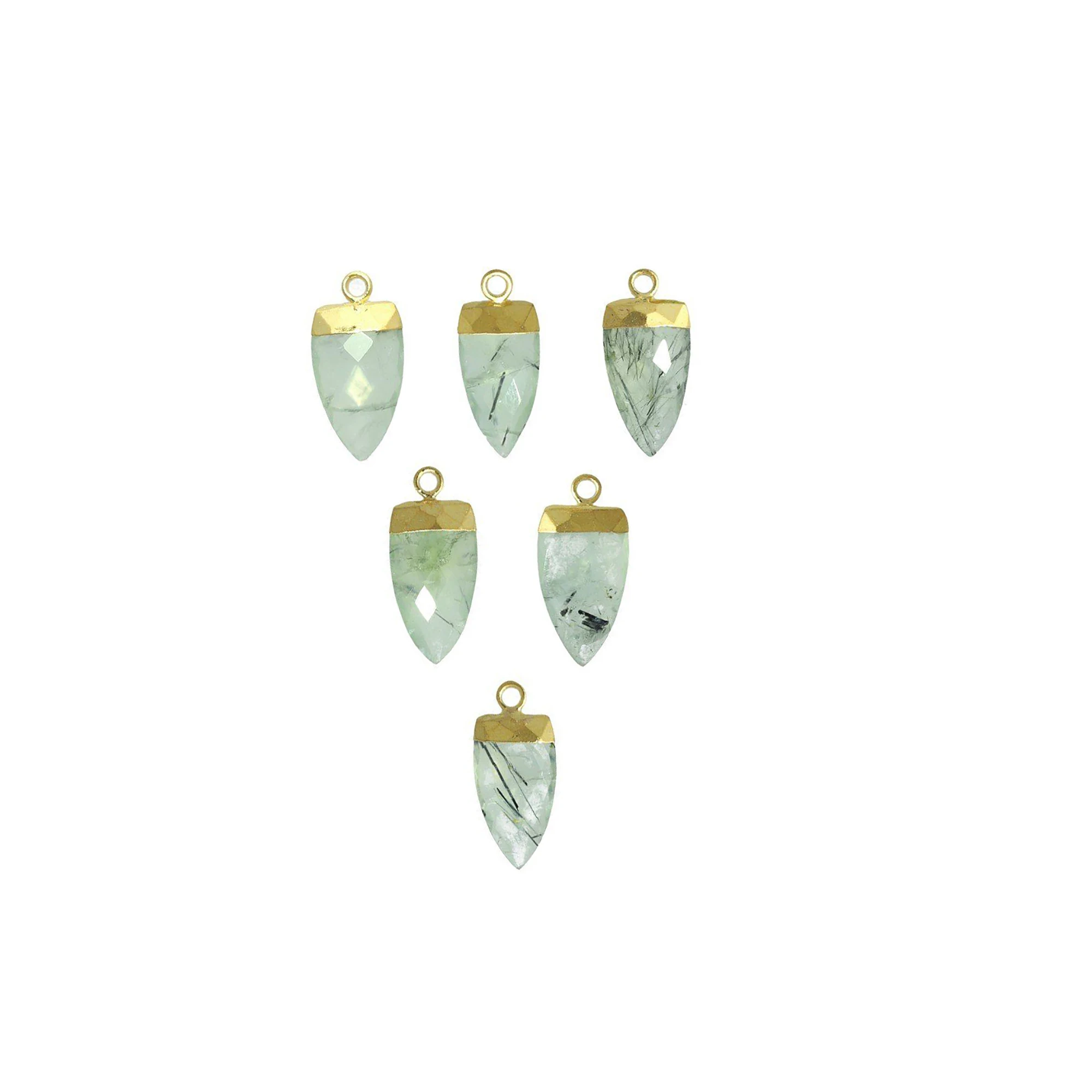 Prehnite Gemstone Gold Electroplated Half Marquise Shape Pendant Jewelry GH-20