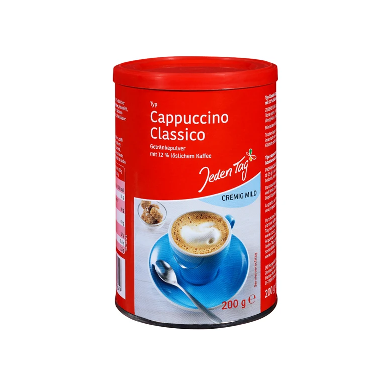 Пользовательская этикетка, лучшее качество, оптовая продажа, сделано в германии, премиум капучино, мгновенный кофе 200 г