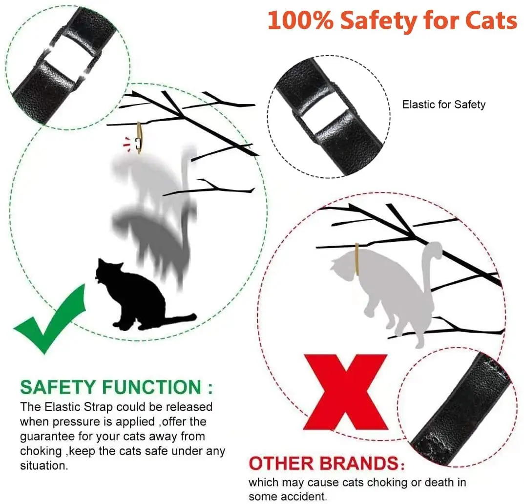 Great Soft Leather Durable Leather Cat Collar Pet Collar Accessories with Premium Diamond & Moon Rivet