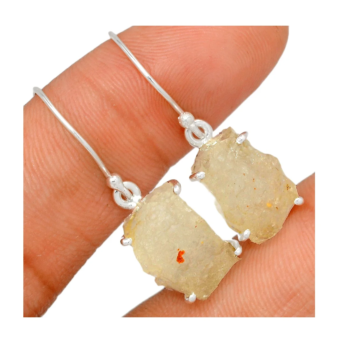 Серьги-кольца из стерлингового серебра женские серьги с серебряным покрытием и Индийским ливийским пустынным стеклом массивные от индийского продавца