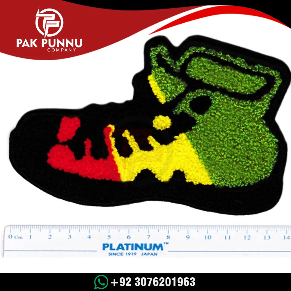 Chenille Rasta Hi Top Shoe Shirt Patch 14cm 100% Chenille Custom Patches Basketball Skater DJ - Skateboard Hip Hop Patches