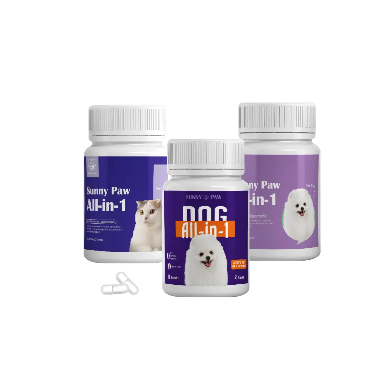 10 in 1 Dog Cat Pet Multivitamin Supplement Bundle Bag Sachet Dog Vitamins Glucosamine Chondroitin Omega 3 Oil Turmeric