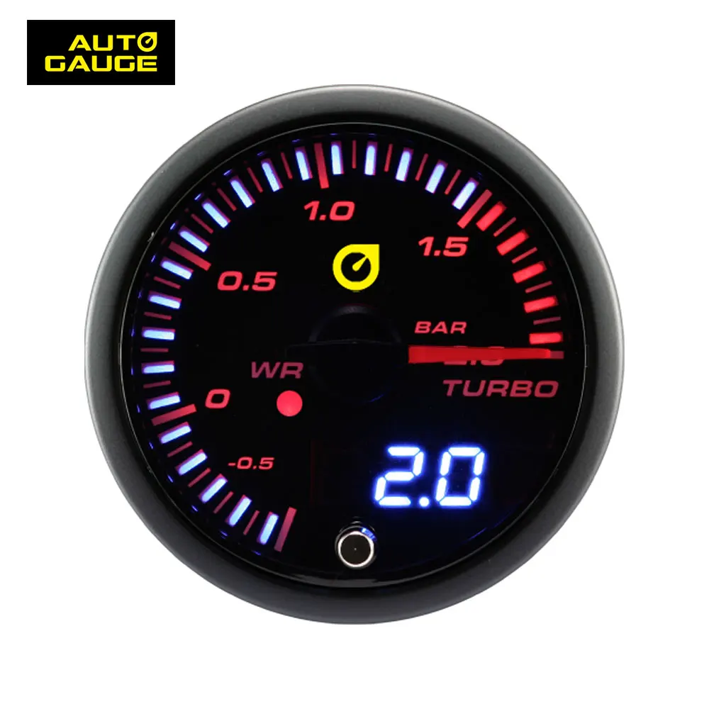 52mm smoked lens black face LED dual view analog display turbo boost gauge for universal racing car automobile auto truck