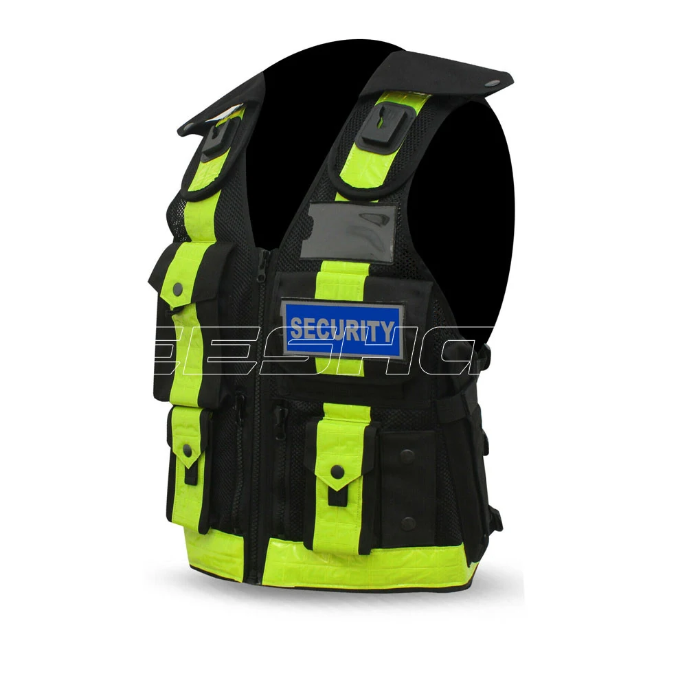 OEM Clothing Wholesale Hi-Vis Green Surveyor Safety Vest Reflective Polyester Workwear for Security Running Safety Vest