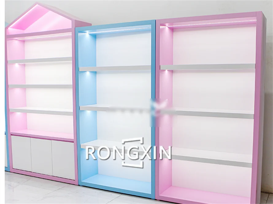 Розничная продажа светодиодный светильник для личной гигиены стойка косметическая розовая выставочная витрина торгового центра киоск салона красоты париков