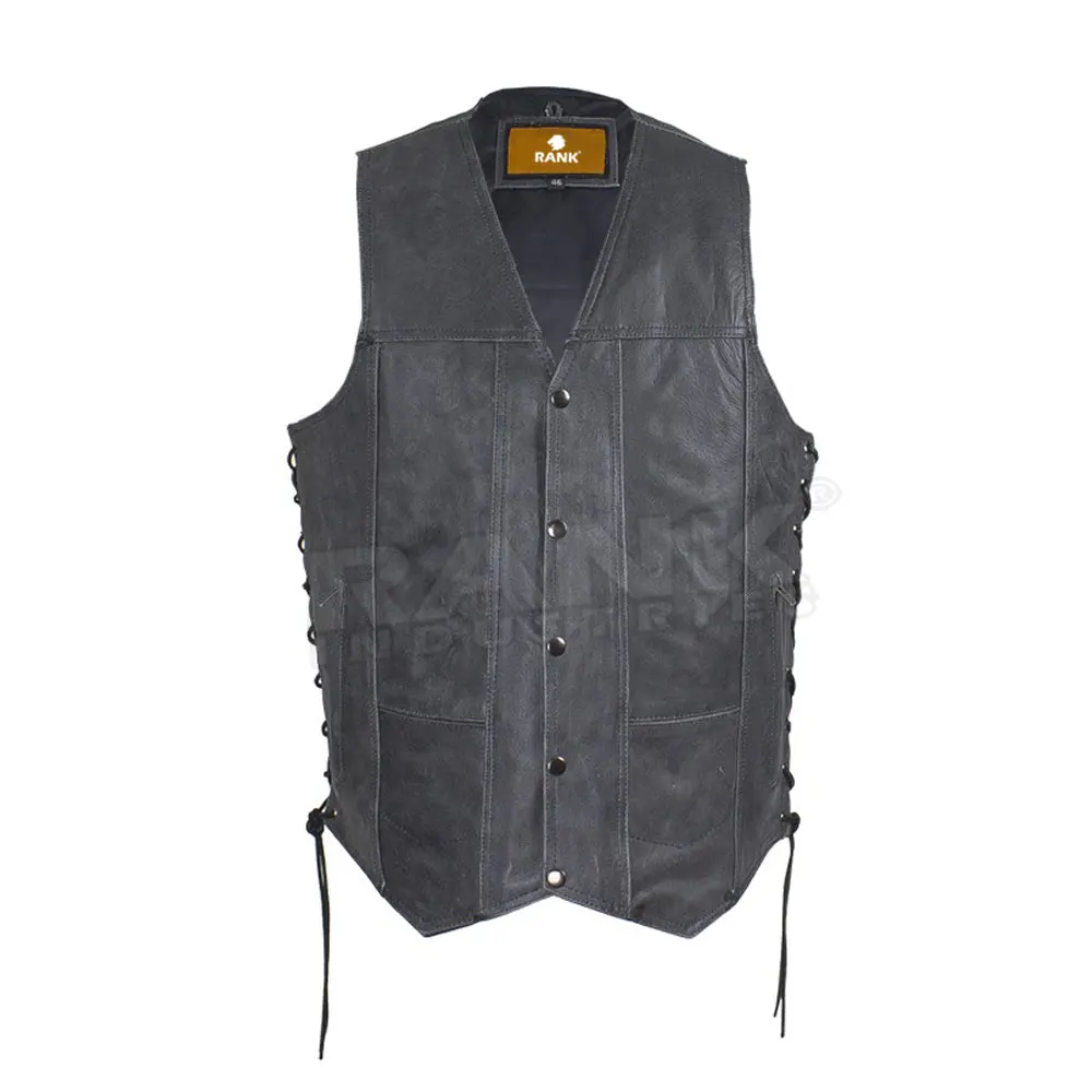 Мужской Байкерский жилет из натуральной кожи, лидер продаж, гоночный кожаный жилет