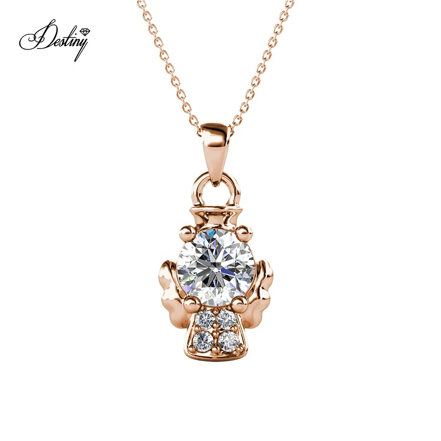 Destiny Jewellery Wholesale Premium Austrian Crystal Kids Jewelry Cute Little Angel Baby In Heaven Pendant Necklace