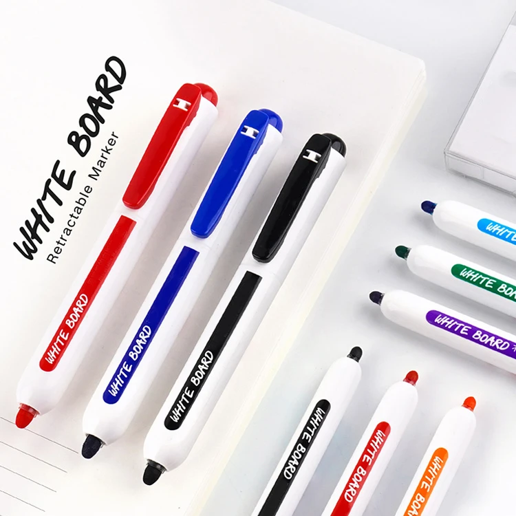 Retractable Dry Erase Markers Pack Assorted Colors With Low-Odor Ink Whiteboard Pens