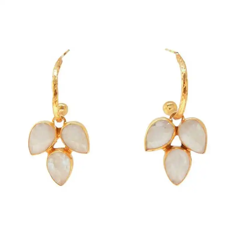 Серьги из серебра 925 пробы с радужным лунным камнем