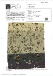 OK42247 60/1 linen print old flower fabric