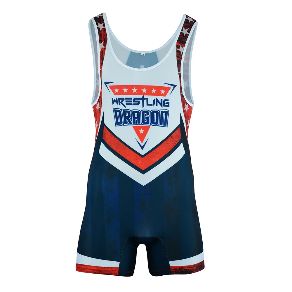 Wrestling Singlet 83 ADULT Wrestling Uniform Singlet, 100% Double Knit Polyester / Spandex USA Star Design
