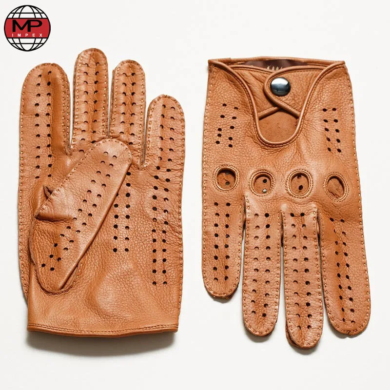 New Arrival Luxury Mens Genuine Leather Gloves Sheepskin Gloves Fashion Men Black Breathable Driving Gloves For Male Mittens