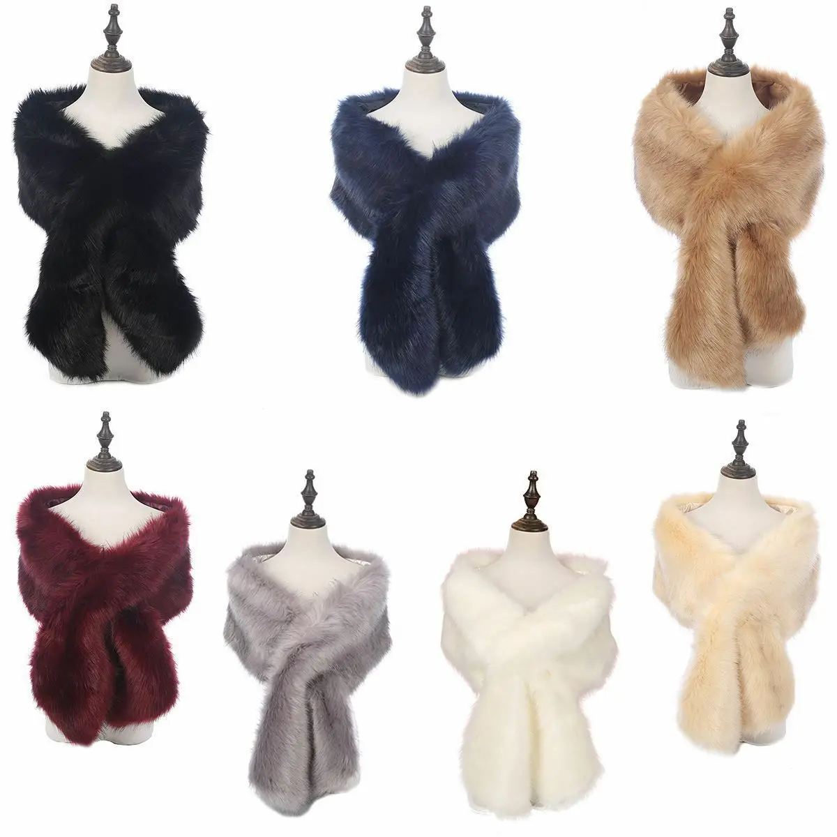 high quality Ladies Winter Faux Fur Neck Warmer Wrap Large Collar Shawl Stole Fashion Quality Fox Fur Collar Scarf Winter Warm