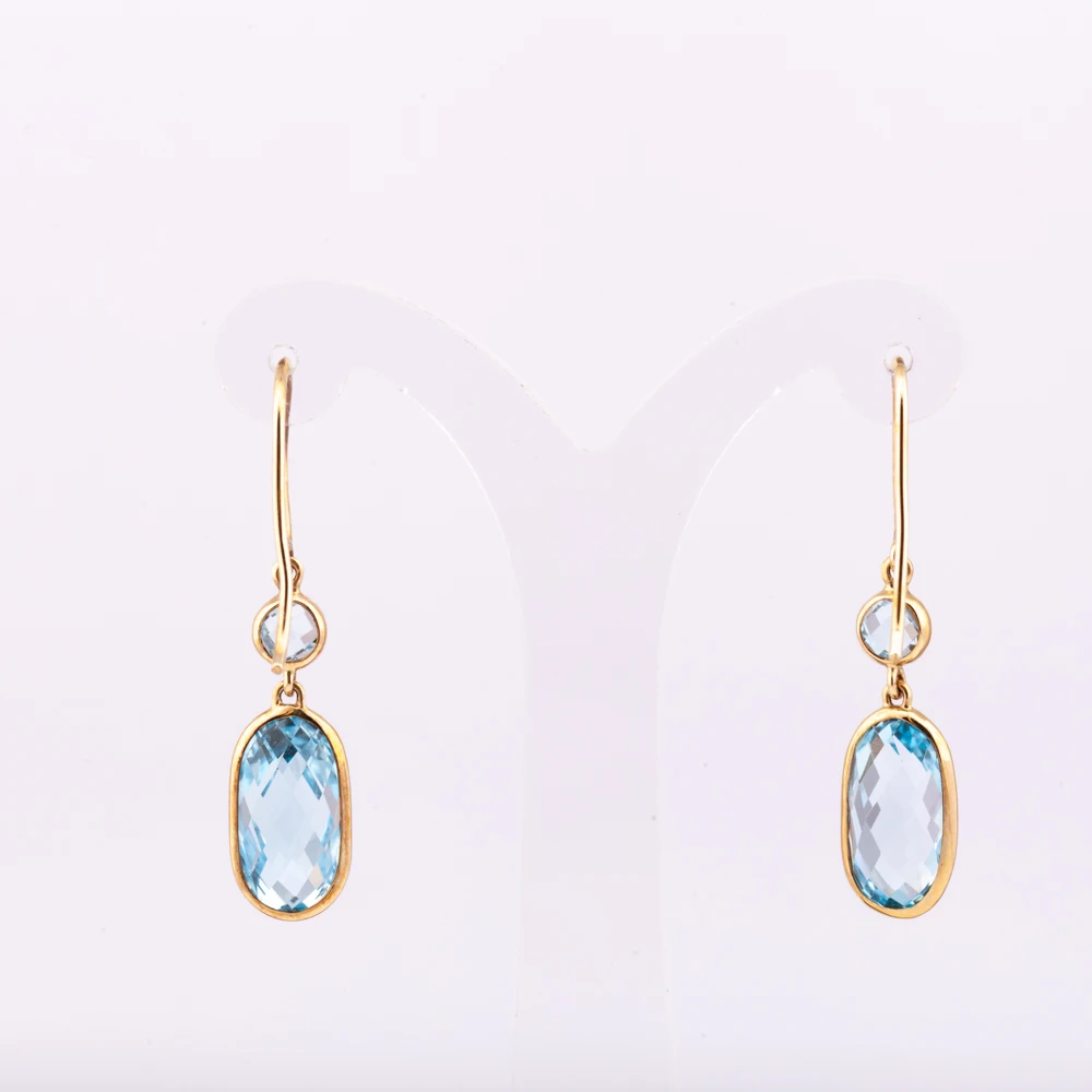 14K gold plated classic sky blue topaz hook earring high quality factory price  from Thailand Manufacturer