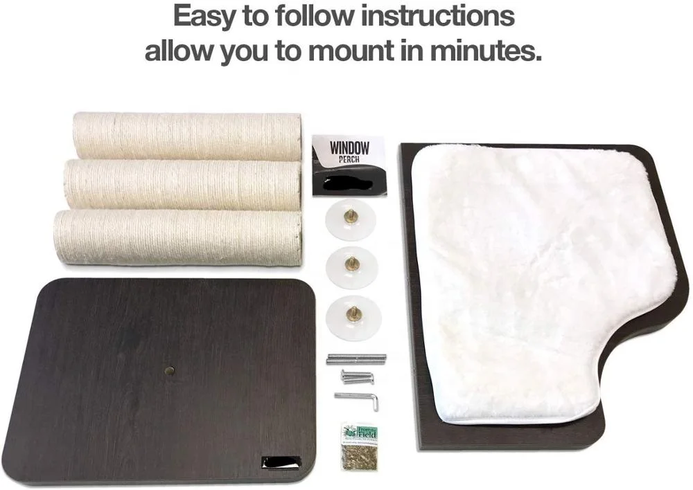 
Wood Cat Window Perch Hammock Seat Space Saving and Safety Window Mounted Cat Bed for Large Cats 