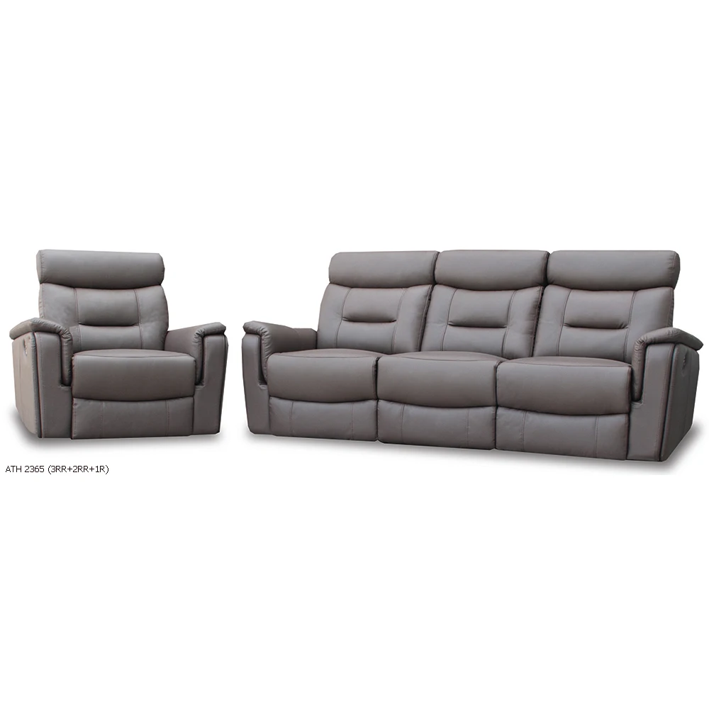 Recliner Sofa ATH 2365 Living Room Modern Home Furniture Genuine Leather Fabric Modular Design 3RR+2RR+1R Couch Lounges Malaysia