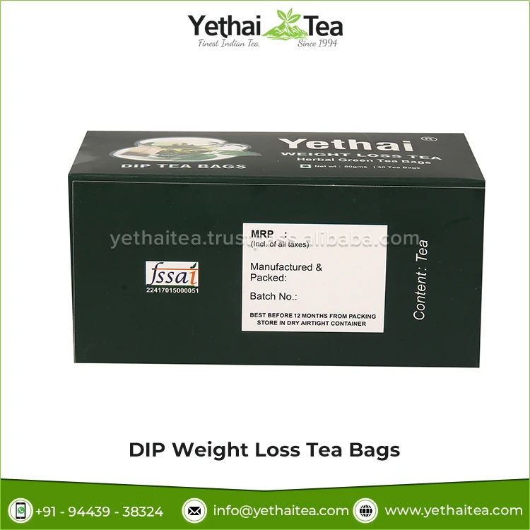 100% Natural & Organic Blended Fresh Weight Loss Slimming DIP Herbal Green Tea Bags at Best Competitive Price