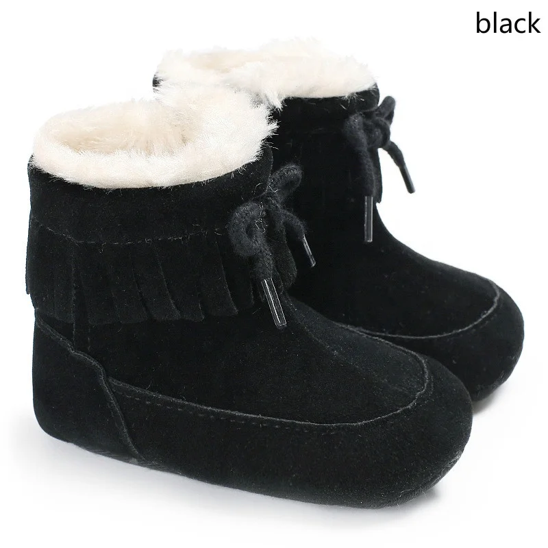 
Tassel Warm Thick Plush Solid Color Baby Boys And Girls Shoes Toddler Snow Boots 