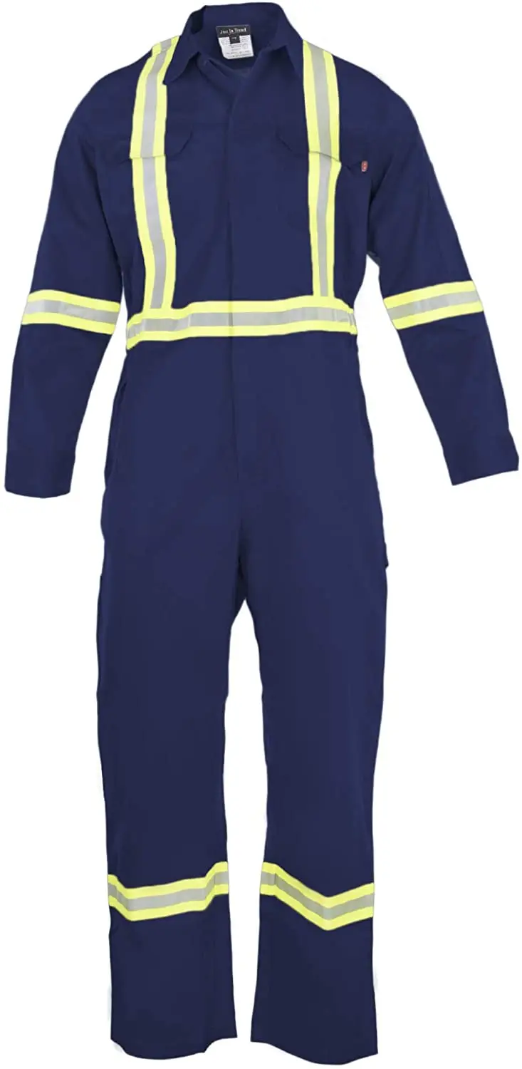 Factory Supply Polyester  Cotton Industrial Construction Reflective Safety Work Suit For Men