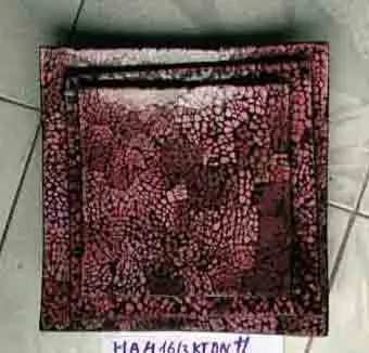 
Set of 3 square lacquer plate with egg-cell finishing, handmade products of Vietnam, suitable for homedecor tableware, houseware 