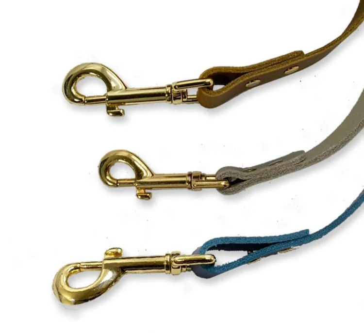 Classic Color Light Full Grain Leather Lead Luxury Dog Chain Leash For Dogs