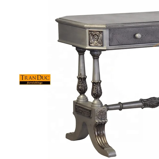 2016 New hotel design antique wooden table with metal painting for high end hotel furniture