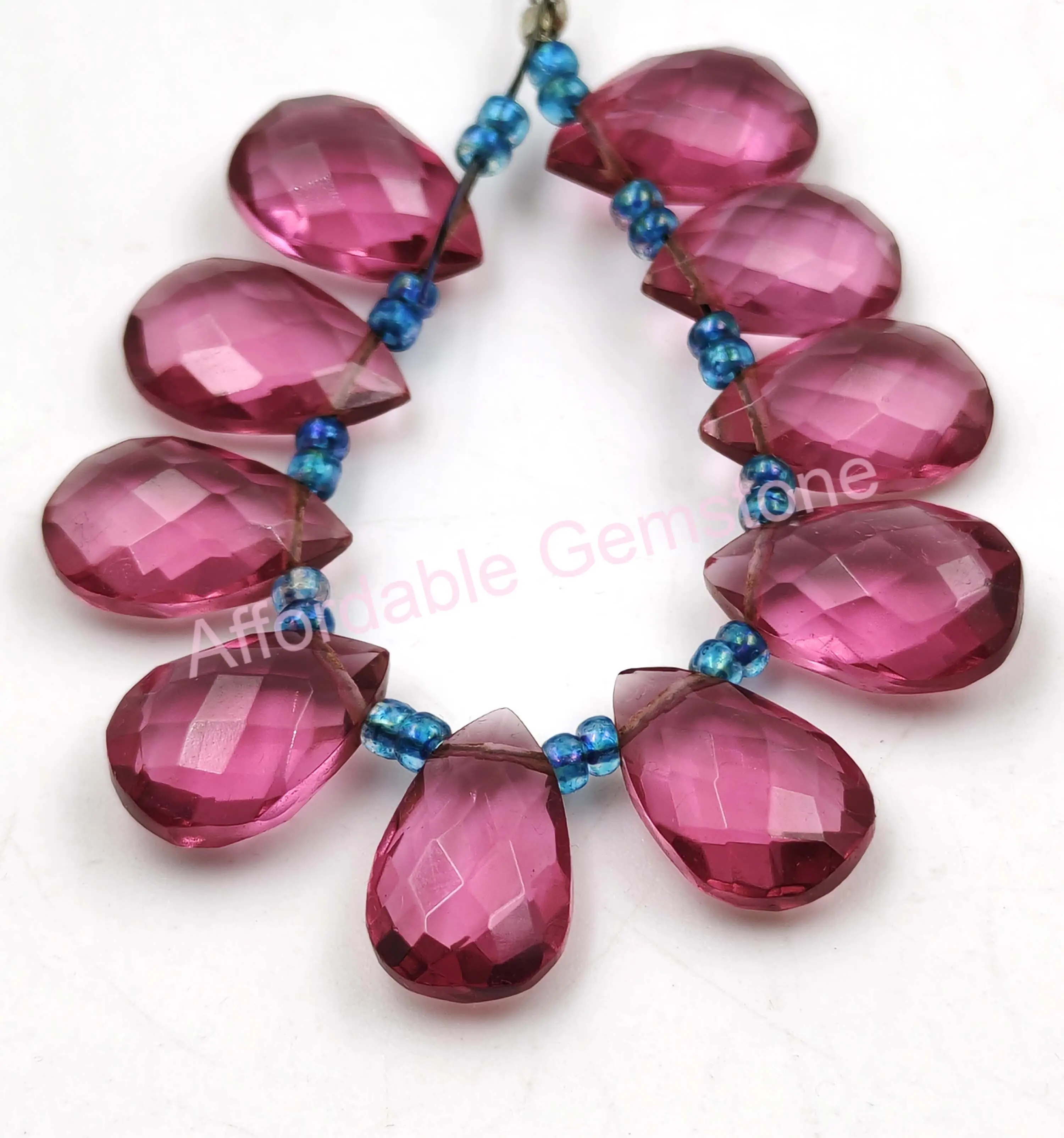 Ruby lite quartz polished gemstone faceted beads handmade beads delicate jewelry pear shape stone jewelry making stones