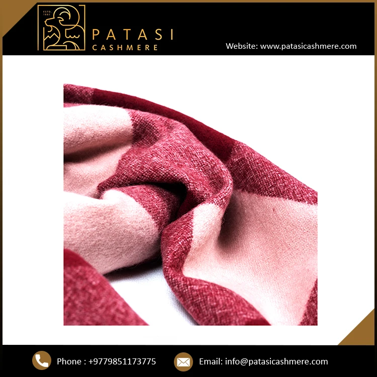 Buy High Quality Women Scarf Thick Felted Cashmere Scarf with Stripe Pattern Muffler Pashmina Style Fringes Direct Factory Price