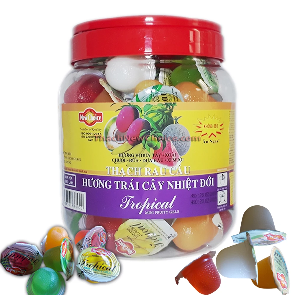
Tropical flavor mini fruity gels jelly from Vietnam jar 1kg 