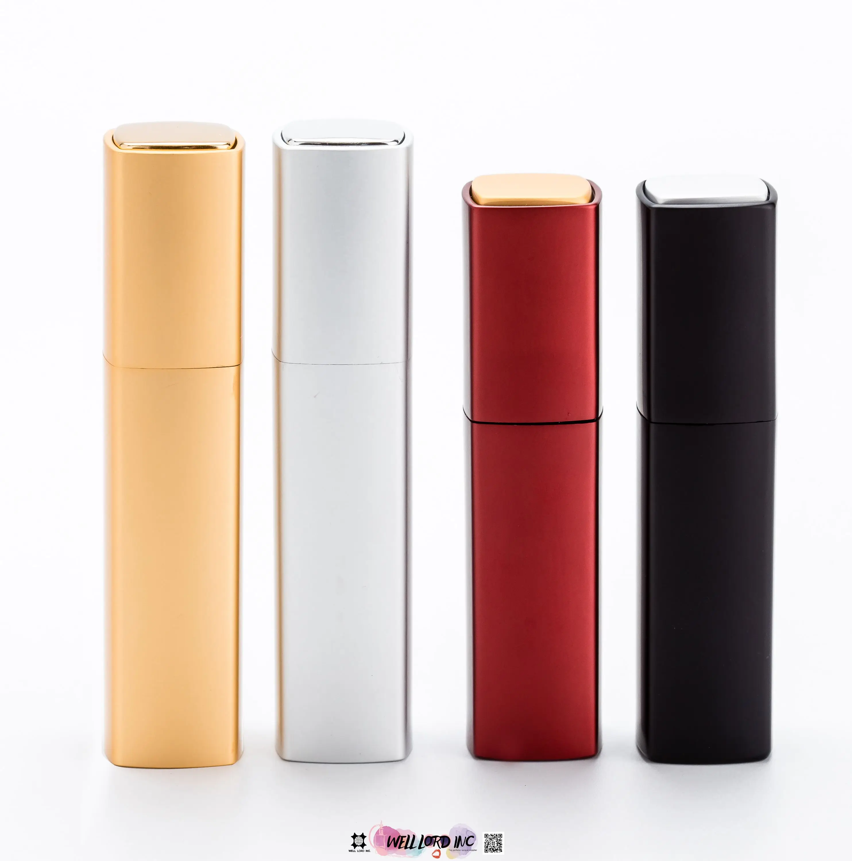 Glamorous red square shape perfume atomizer 8ml/10ml twist up refillable mini perfume bottle