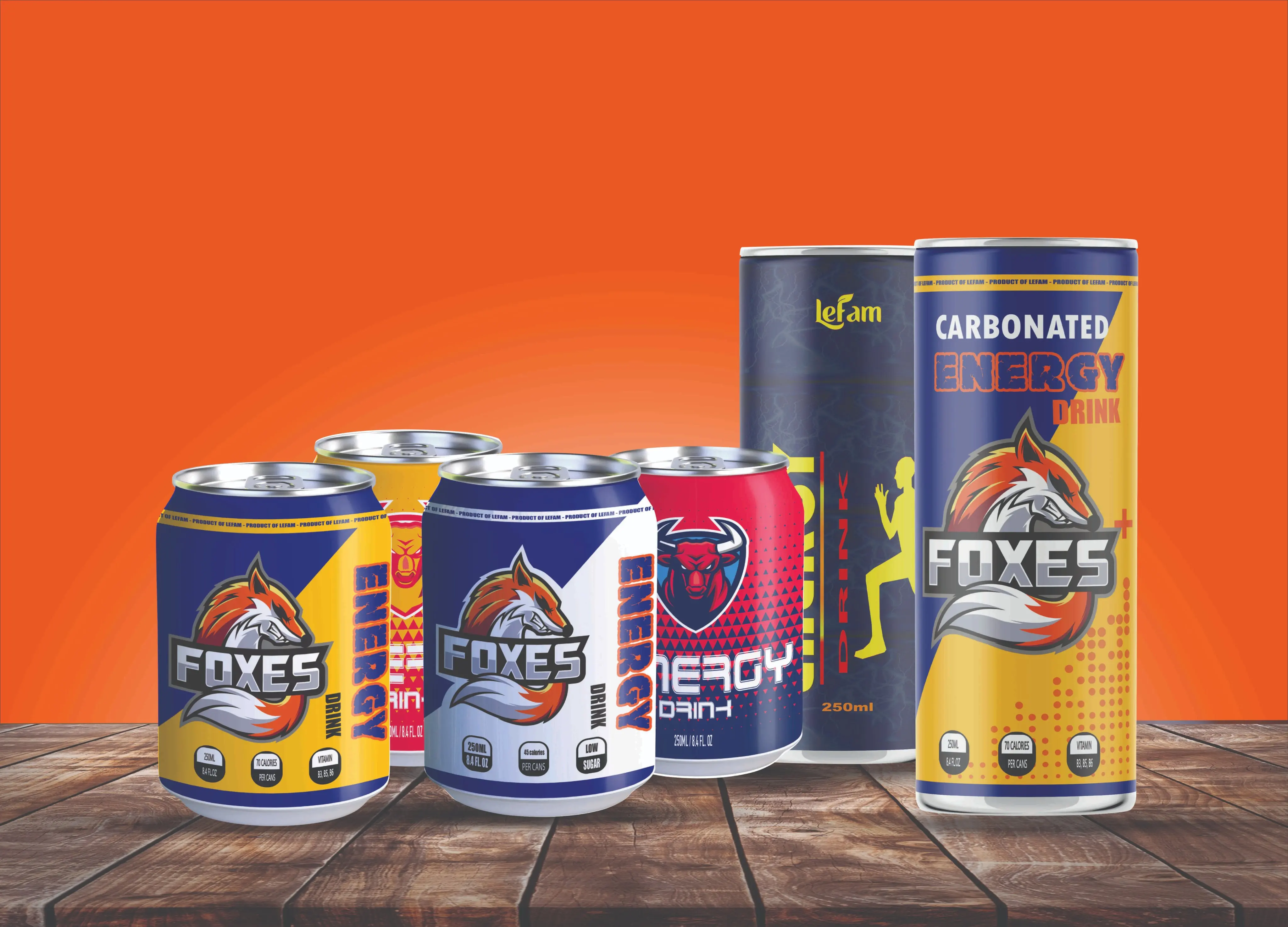 Bebida Energia carbonatada Lata de Aluminio FOXES PLUS OEM Lefam Refresco Etiqueta Privada HACCP Certificados completos