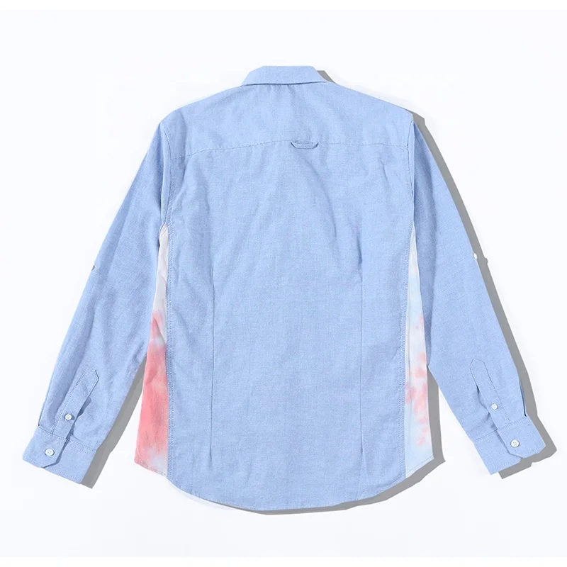 Top sale	Express order Brand Designer Homme staff uniform 3D emboss logo patch CVC panelled full sleeve shirts for men